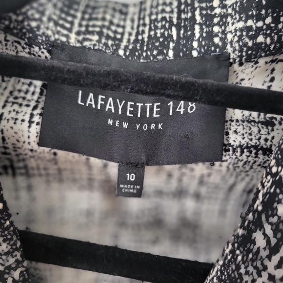 Lafayette 148 Zip Front Lightweight Jacket Blazer Size 10 Black White - Picture 2 of 5